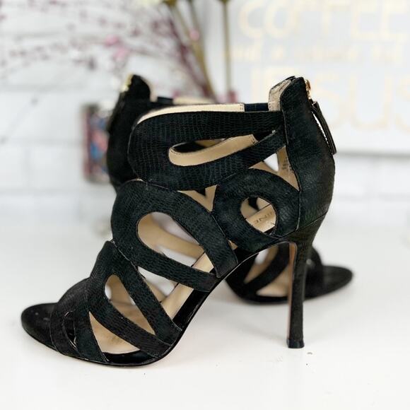 Nine West Black Nubuck Leather Sandals in Flora Size 7.5M - Picture 1 of 8
